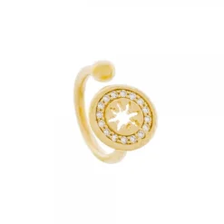 Anillo B1 Plata Dorada y Circonitas Blancas