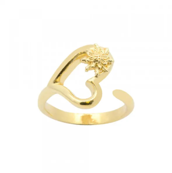 Anillo Bihotza de Plata Dorada
