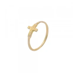 Anillo Cruz de Plata Dorada