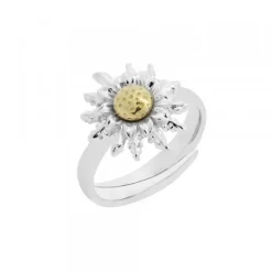Anillo Eguzkilore de Plata Bicolor Ajustable