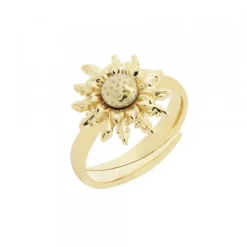 Anillo Eguzkilore Plata Dorada Ajustable