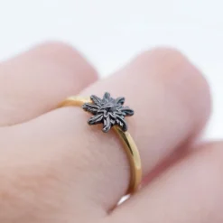 Anillo Ghor Plata Dorada y Eguzkilore Rutenio