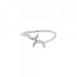 Anillo Luna de Plata y Circonitas Talla 8