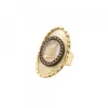 Anillo Ovalado de Plata Dorada con Piedra y Circonitas