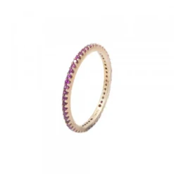 Anillo Plata Rosa y Circonitas Fucsias