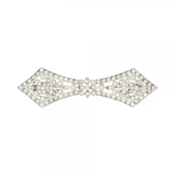 Broche Pajarita Plata y Cristales Blancos