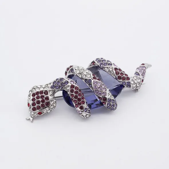 Broche Serpiente Plata y Cristales