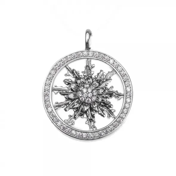 Cerco Eguzkilore Plata Negra y Circonitas Personalizable