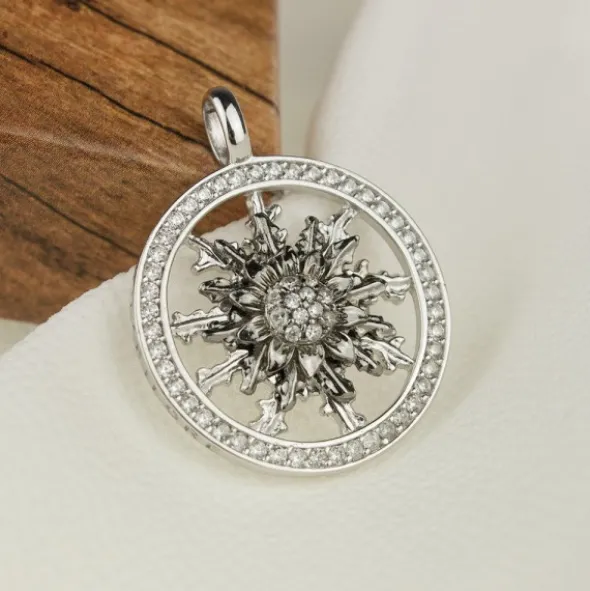 Cerco Eguzkilore Plata Negra y Circonitas Personalizable