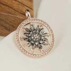 Cerco Eguzkilore Plata Rosa y Circonitas Personalizable