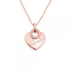 Colgante Ama Corazón Plata Rosa