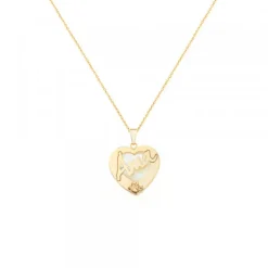 Colgante Ama Corazón Plata Dorada y Nácar