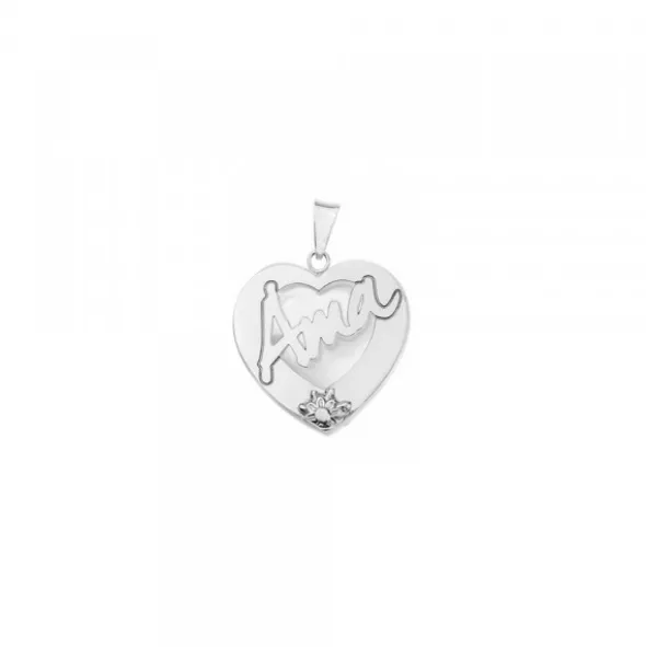 Colgante Ama Corazón Plata y Nácar