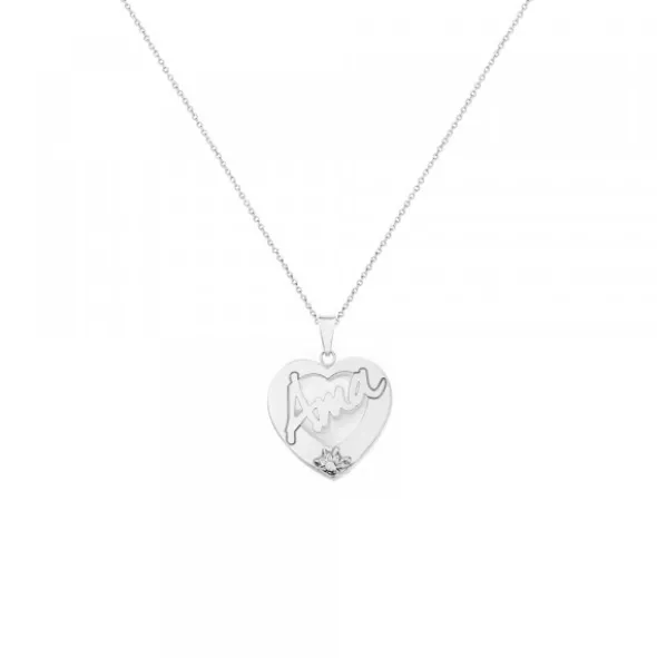 Colgante Ama Corazón Plata y Nácar