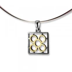Colgante Baldosa Silueta de Plata con Lámina de Oro