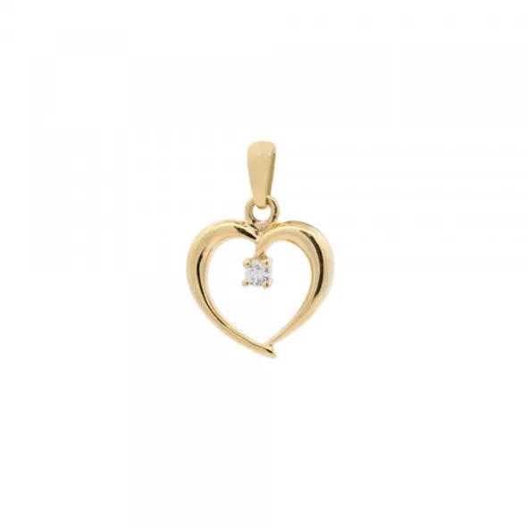Colgante Corazón Calado Oro y Brillante 14mm