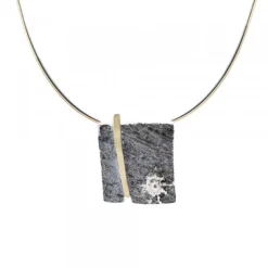 Colgante Cuadrado Flysch Plata con Lámina de Oro