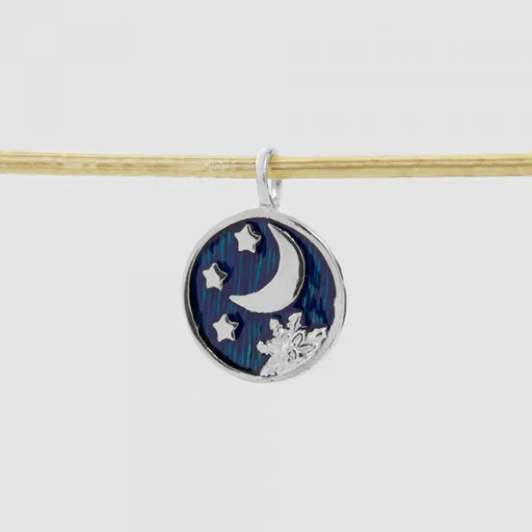 Colgante de Plata con Esmalte Azul Luna