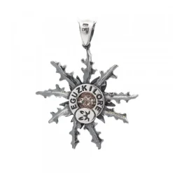 Colgante Eguzkilore 37mm Plata Envejecida y Circonitas Marrones