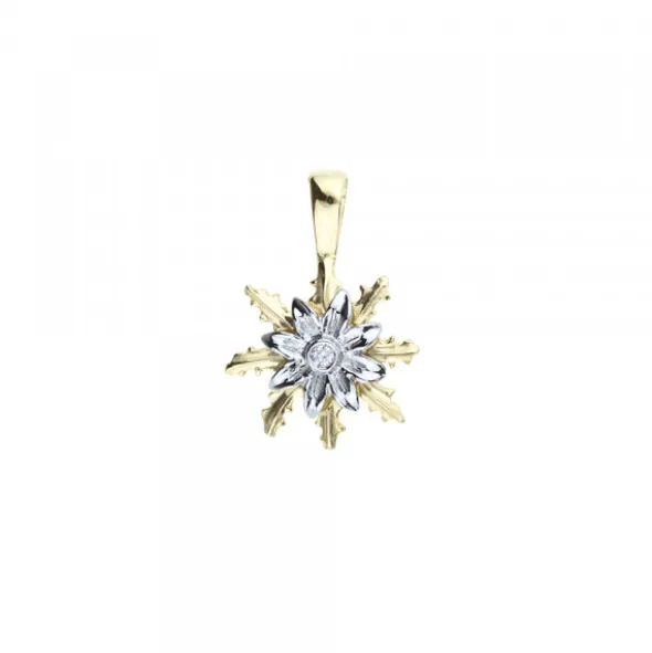 Colgante Eguzkilore Oro Bicolor y Brillante 12mm