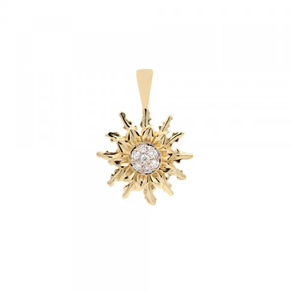 Colgante Eguzkilore Oro y Diamantes 14mm