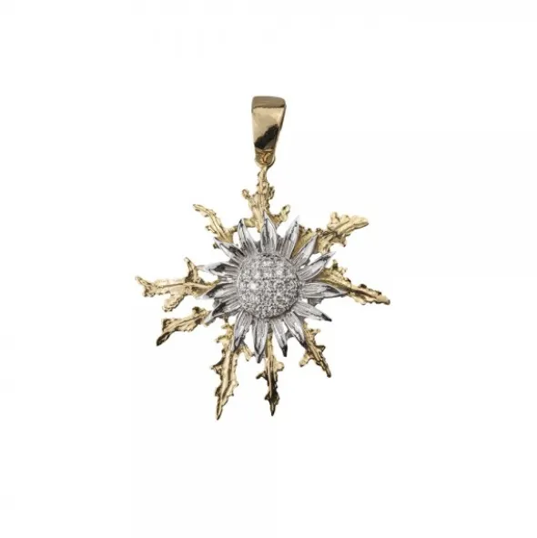 Colgante Eguzkilore Oro y Diamantes 37mm