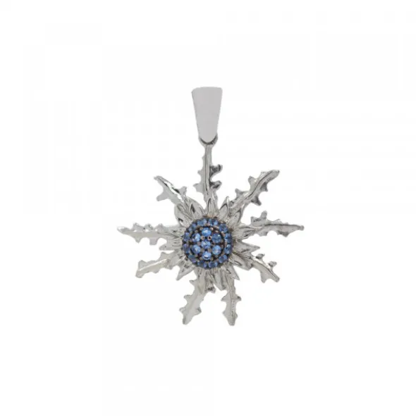 Colgante Eguzkilore Plata y Circonitas Azules 29mm