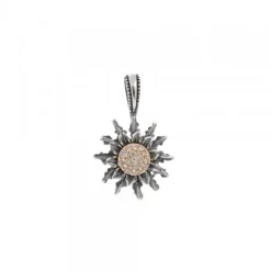 Colgante Eguzkilore Plata Envejecida y Circonitas 14mm