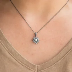 Colgante Eguzkilore Plata Envejecida 14mm