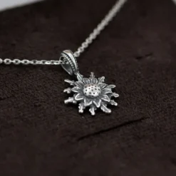 Colgante Eguzkilore Plata Envejecida 14mm