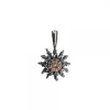 Colgante Eguzkilore Plata Envejecida y Circonitas Marrones 14mm