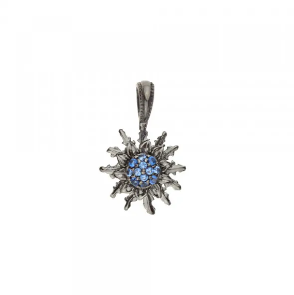 Colgante Eguzkilore Rutenio y Circonitas Azules 14mm