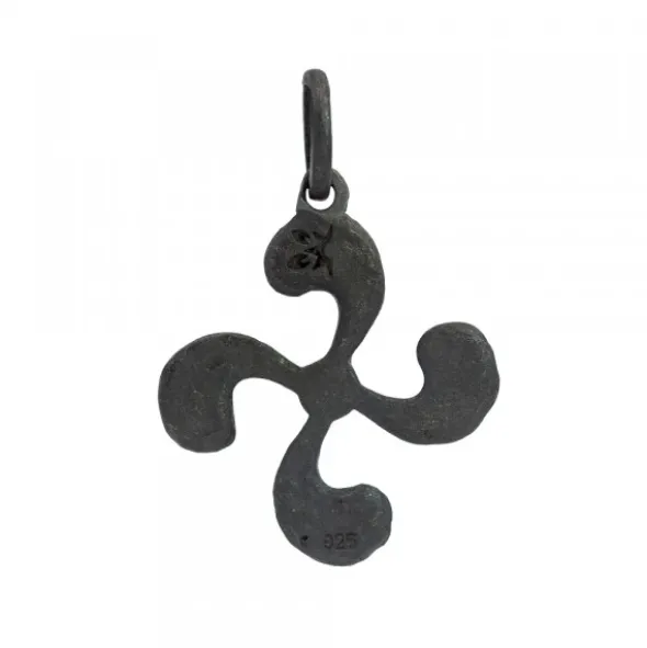 Colgante Lauburu de Plata Oxidada 22mm
