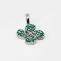 Colgante Lauburu Plata Negra y Circonitas Verdes