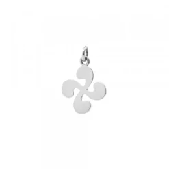 Colgante Mini Lauburu Oro Blanco y Brillantes 10mm