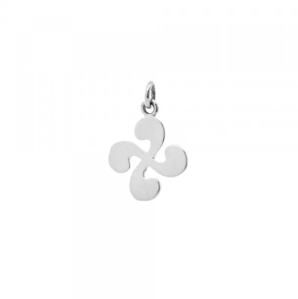 Colgante Mini Lauburu Oro Blanco y Brillantes 10mm