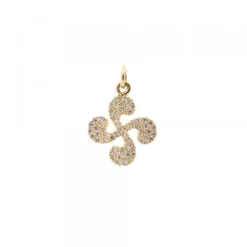Colgante Mini Lauburu Oro y Brillantes 10mm