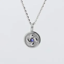 Colgante Mini Lauburu Plata y Circonita Azul