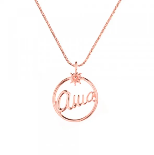 Colgante Redondo Ama de Plata Rosa