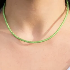 Cordón de Cuero Verde Metalizado