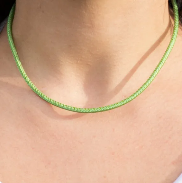 Cordón de Cuero Verde Metalizado