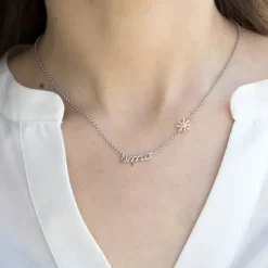 Gargantilla Ama Plata y Eguzkilore Rosa