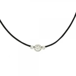 Gargantilla Anuk Cuero Negro y Plata