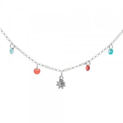 Gargantilla Eguzkilore de Plata con Cristales Multicolor