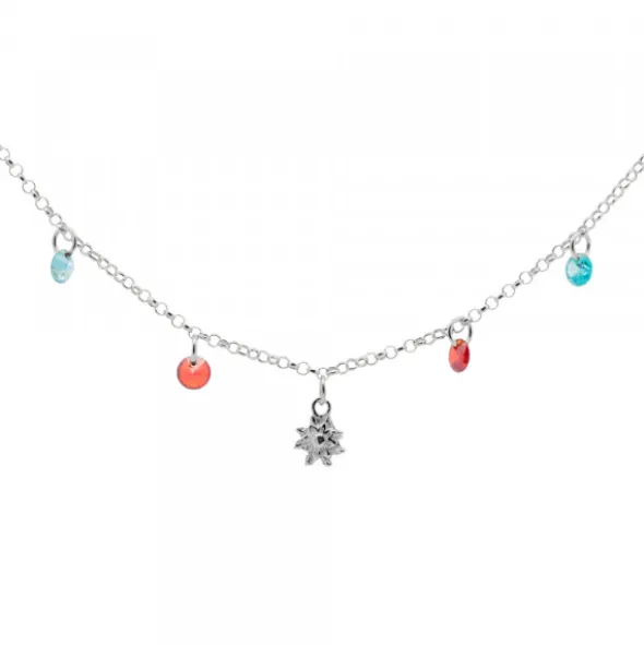Gargantilla Eguzkilore de Plata con Cristales Multicolor
