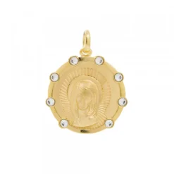 Medalla Virgen Niña Plata Dorada Circonitas 21mm