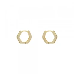 Mini Aro Hexagon Plata Dorada con Circonitas