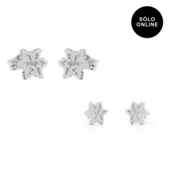 Pack Dúo Pendientes Eguzkilore Oro Blanco y Brillante
