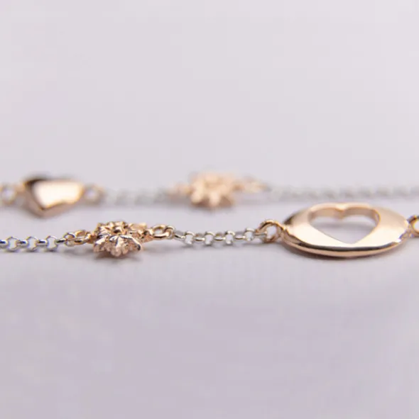 Pack Madre e Hija Pulsera Corazón Eguzkilore Dorado