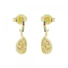 Pendientes Almendra Plata Dorada y Circonitas Multicolor